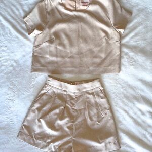 Showpo Cream Lined Top And Shorts Set